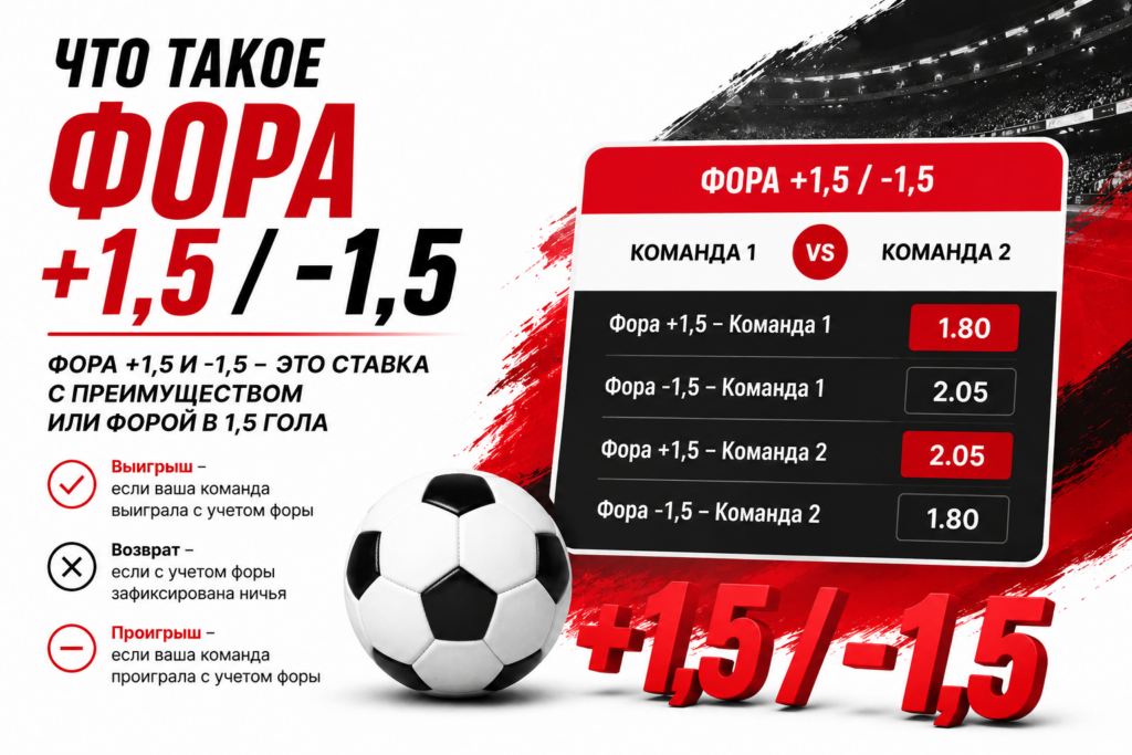 Пример ставки на фору -1,5 / +1,5 фото