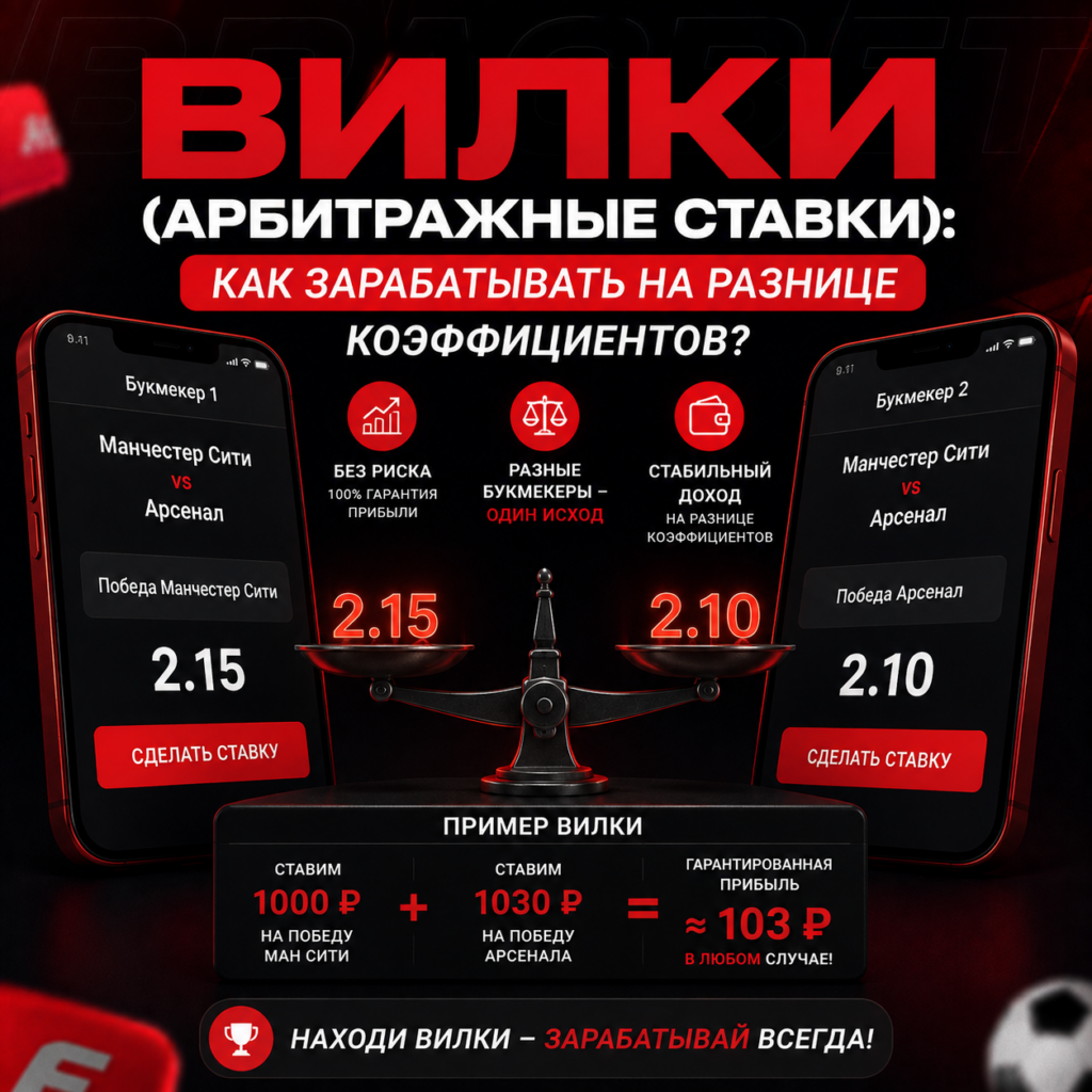 пример букмекерской вилки, фото к посту