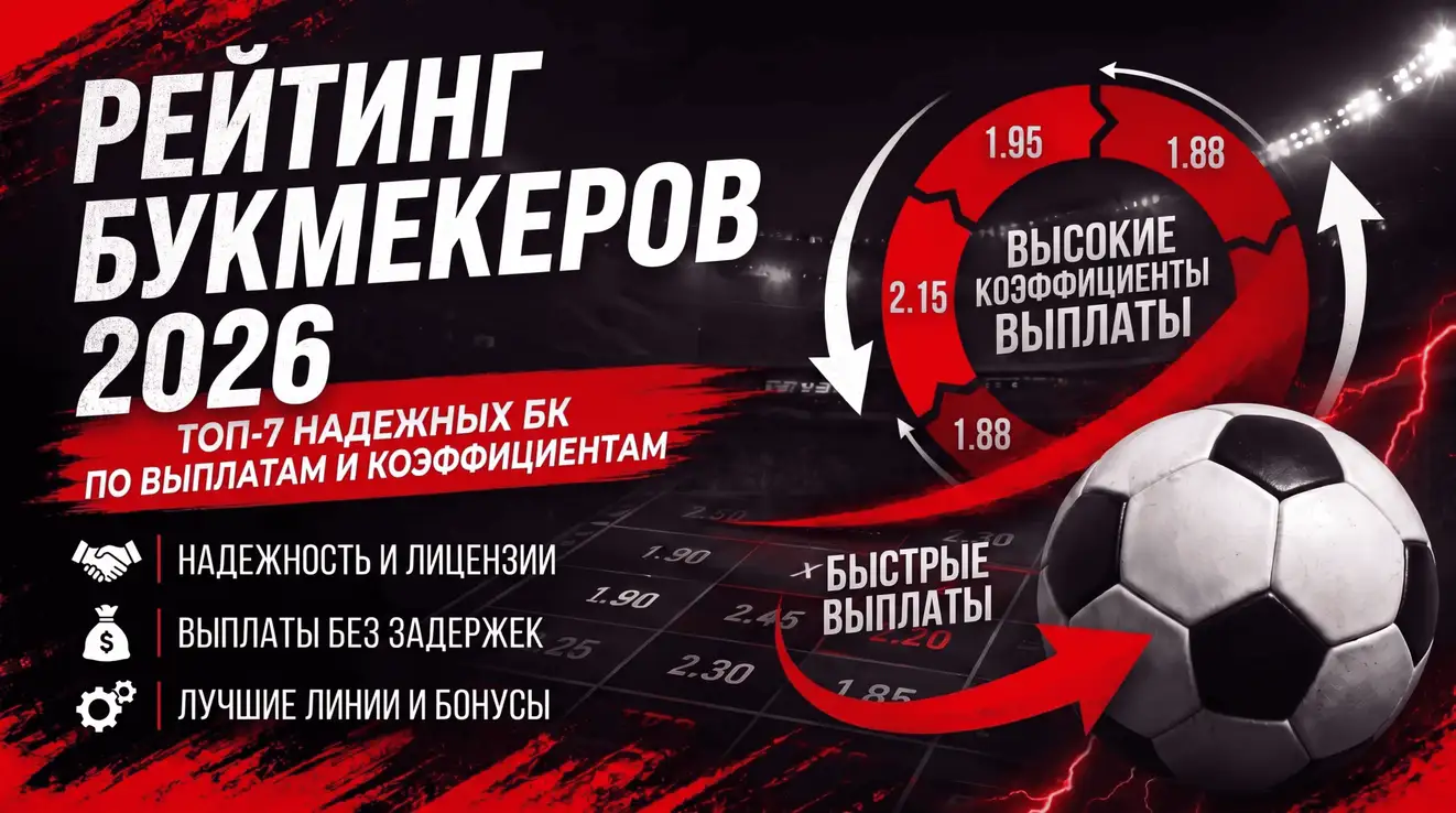 Рейтинг букмекеров 2026: ТОП-7 надежных БК по выплатам и коэффициентам